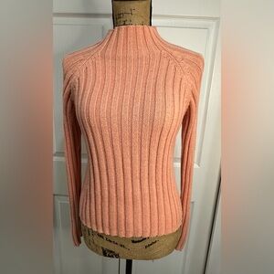Herman Geist Vintage Mock Neck Ribbed Knit Slim Fit Pullover Sweater LG